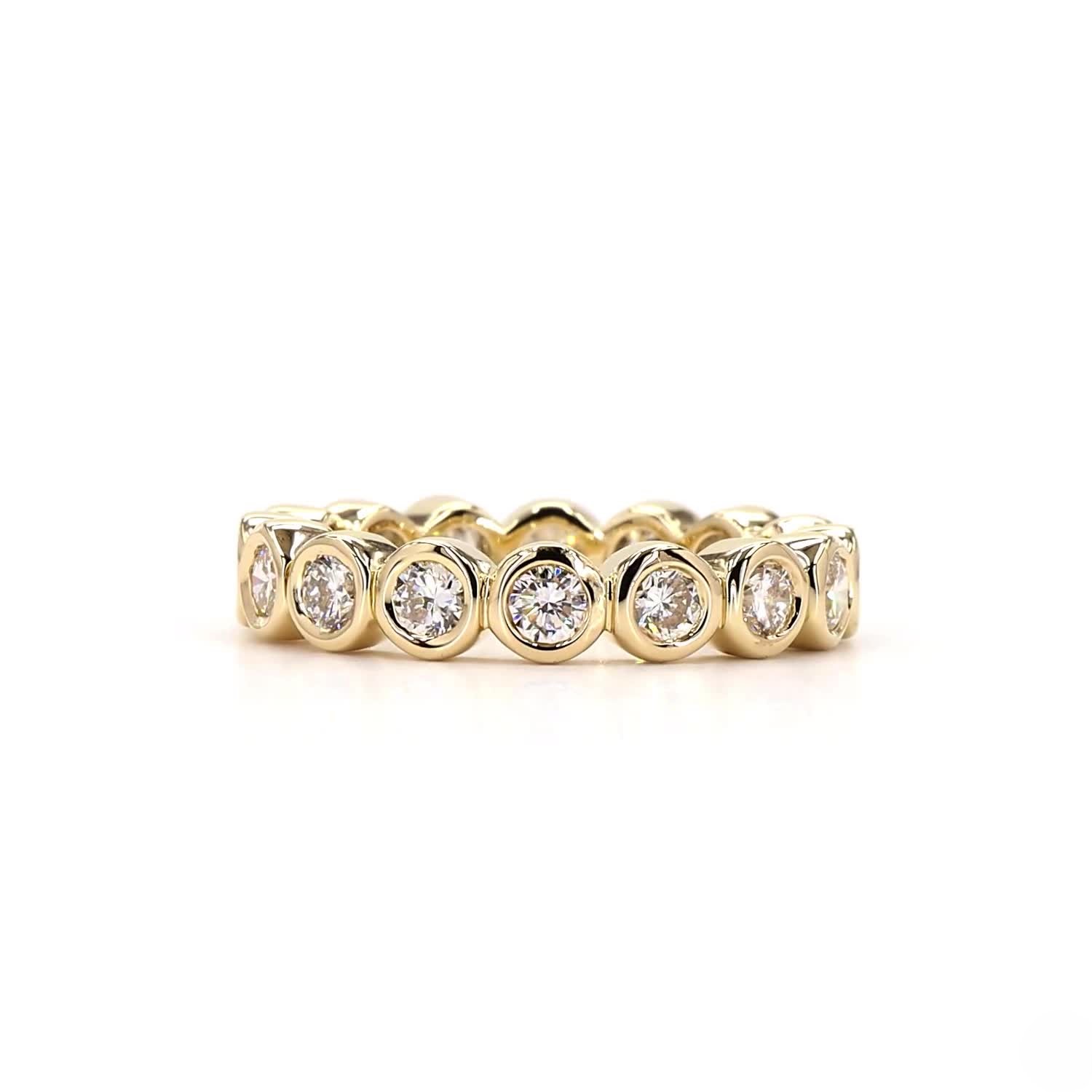 Round Bezel Full Eternity Lab Grown Diamond Ring In 14K Yellow Gold