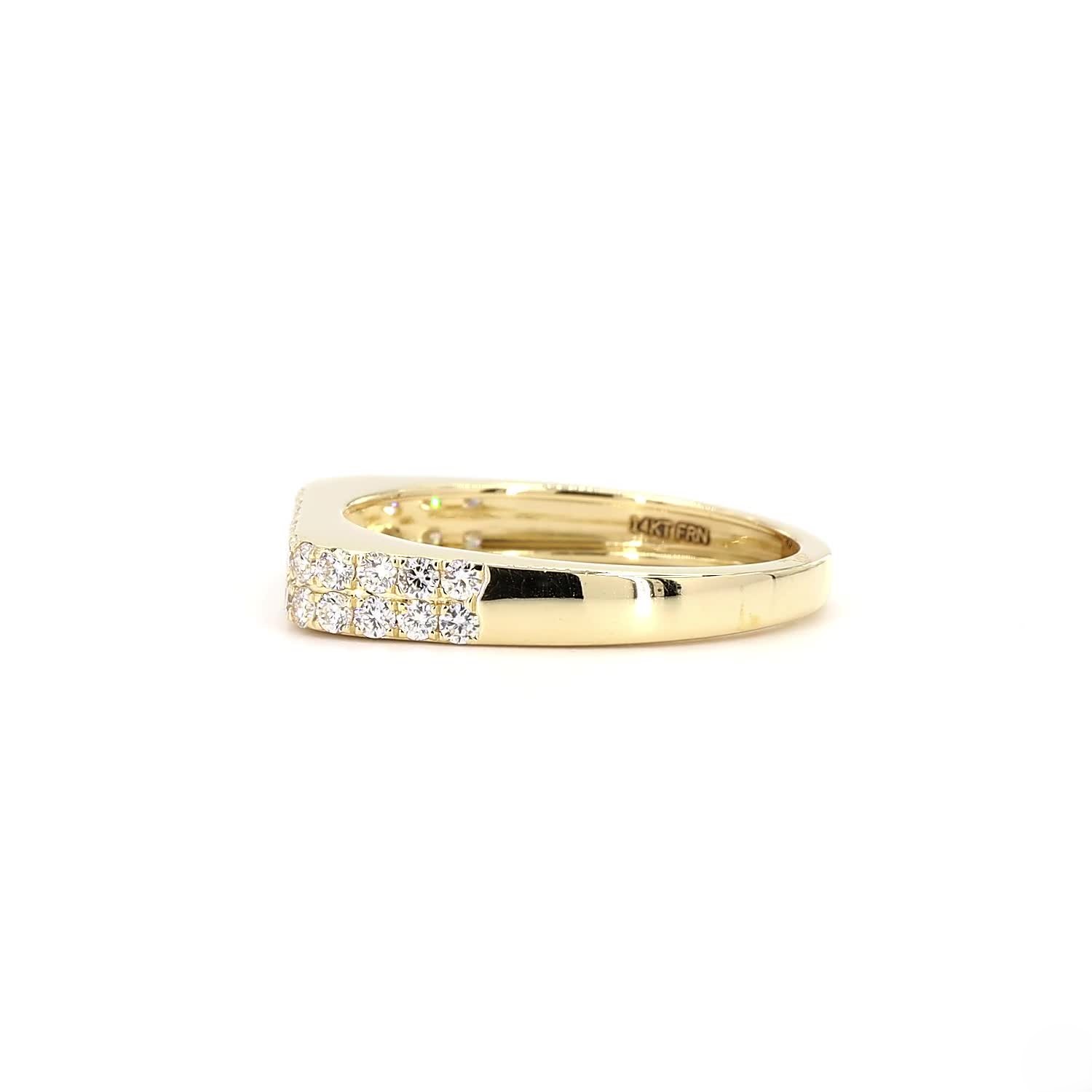 Round Lab Grown Diamond Bar Wedding Ring In 14K Yellow Gold