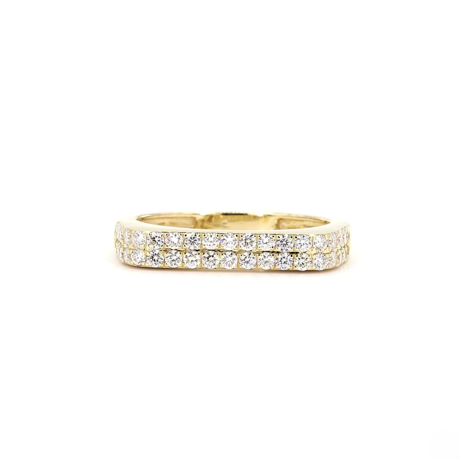 Round Lab Grown Diamond Bar Wedding Ring In 14K Yellow Gold