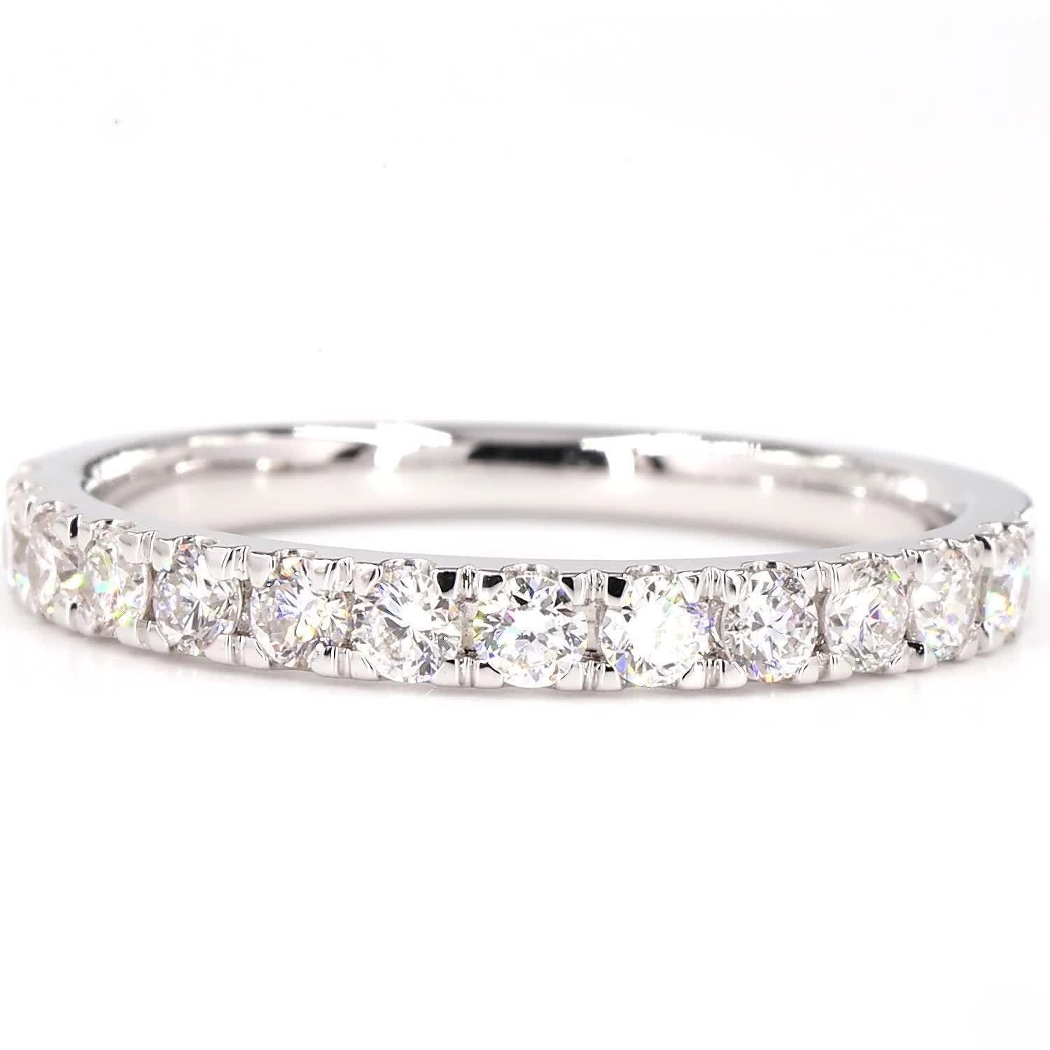 Round Lab Grown Diamond Half Eternity Ring In 14K White Gold