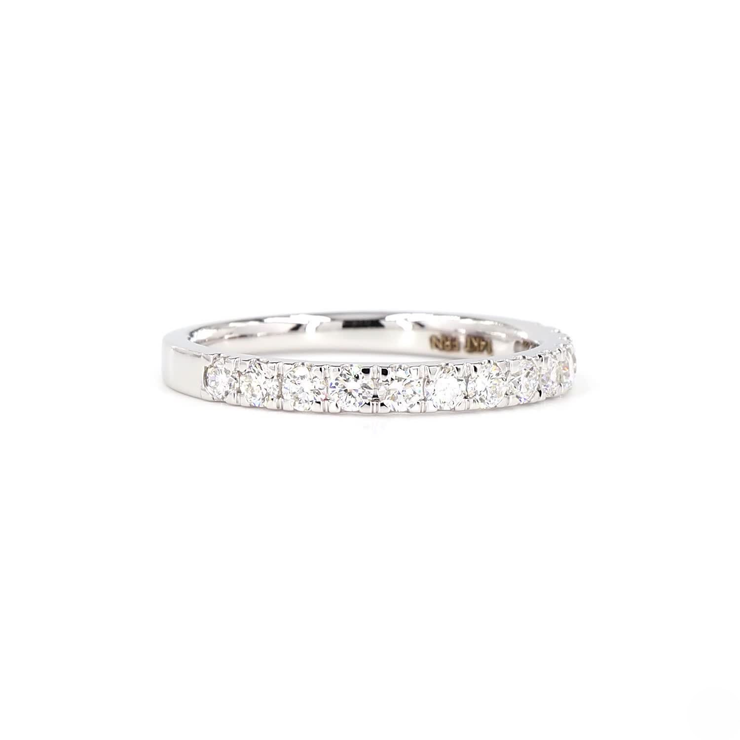 Round Lab Grown Diamond Half Eternity Ring In 14K White Gold