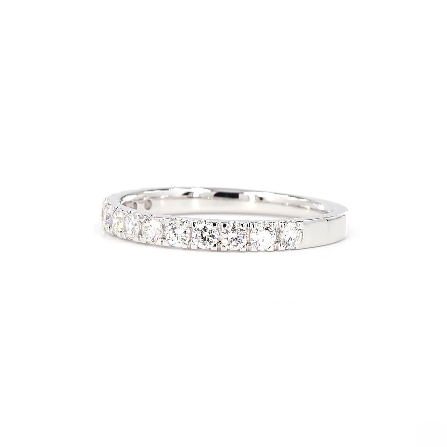 Round Lab Grown Diamond Half Eternity Ring In 14K White Gold