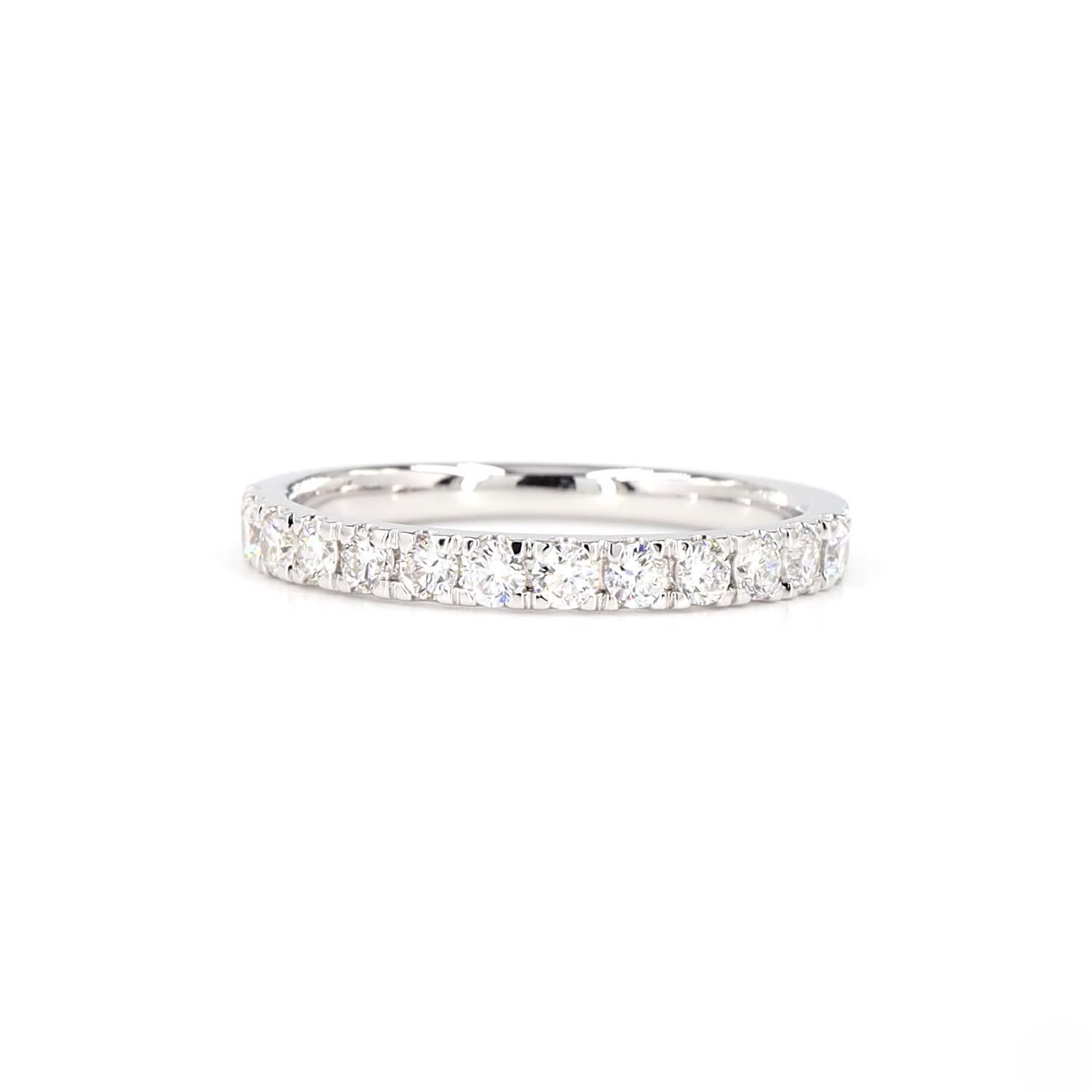 Round Lab Grown Diamond Half Eternity Ring In 14K White Gold