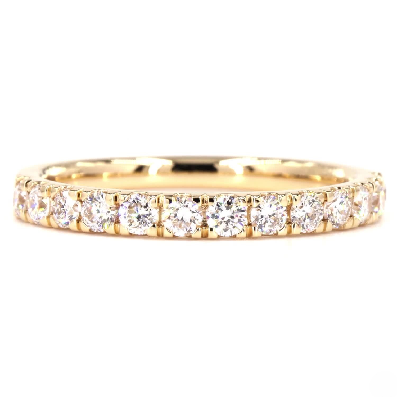 Round Lab Grown Diamond Half Eternity Ring In 14K Yellow Gold