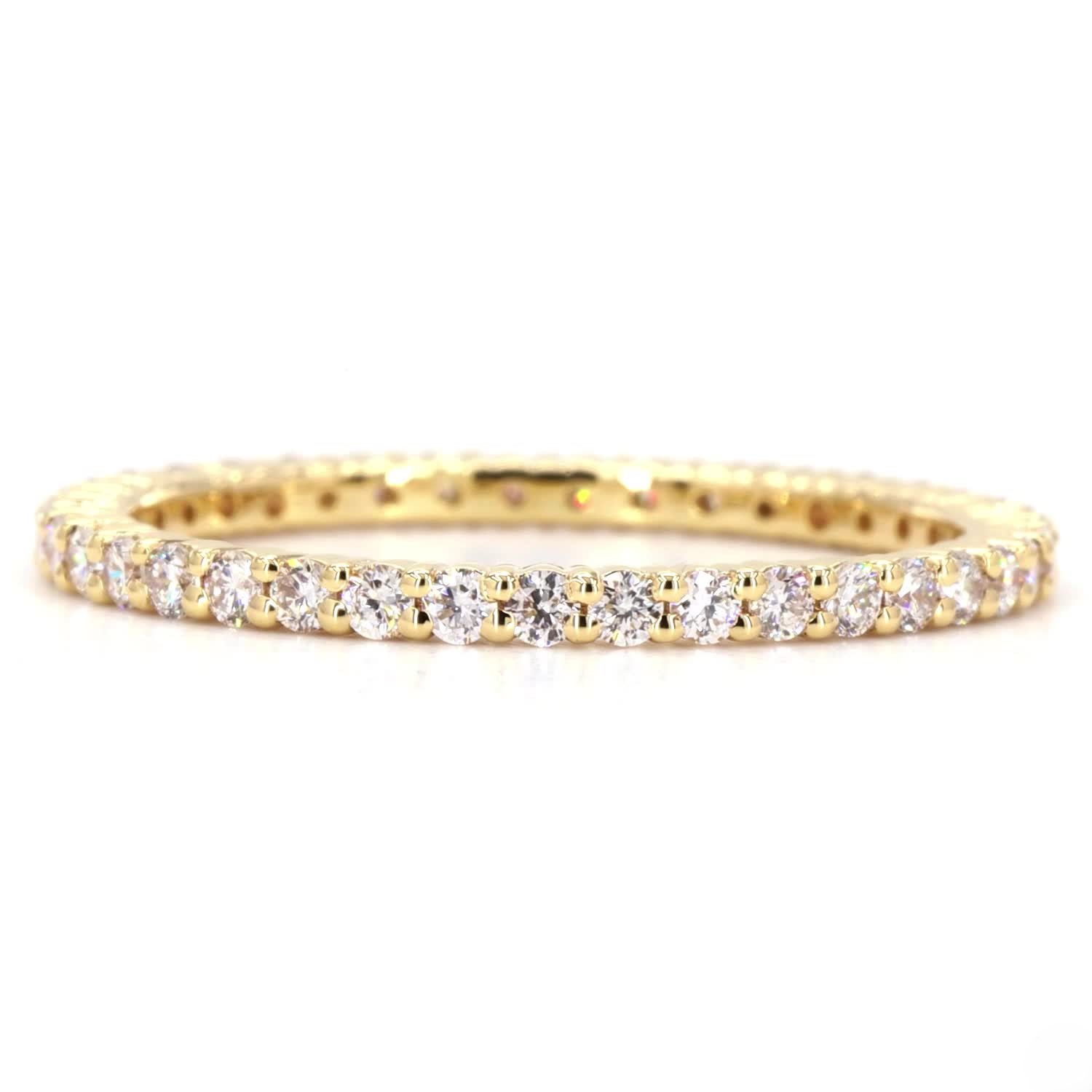 Round Lab Grown Diamond Pave Eternity Ring In 14K Yellow Gold