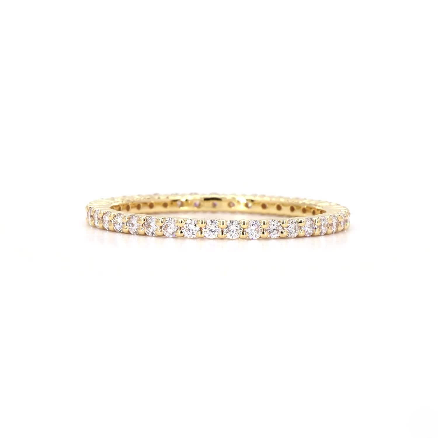 Round Lab Grown Diamond Pave Eternity Ring In 14K Yellow Gold
