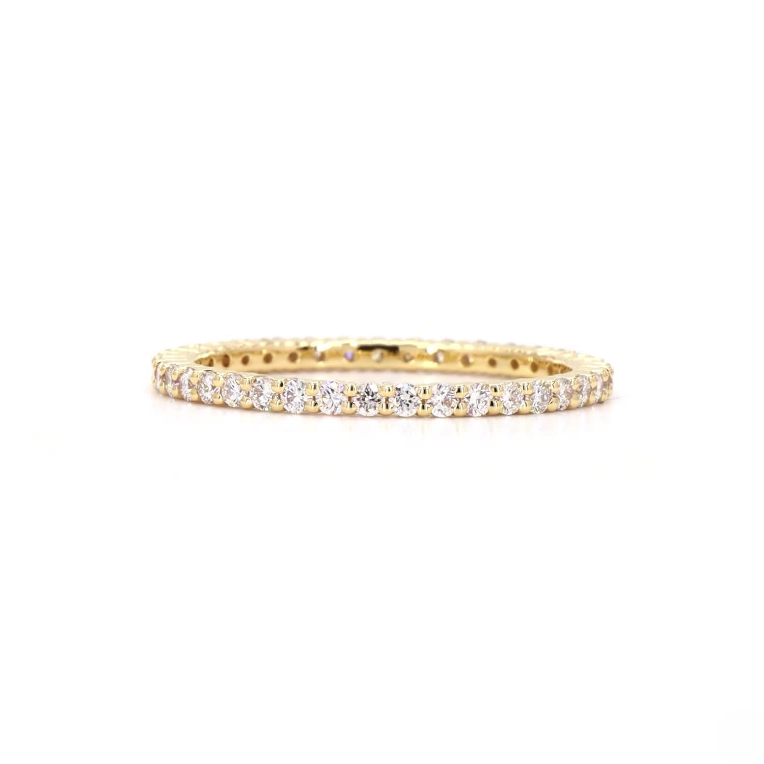 Round Lab Grown Diamond Pave Eternity Ring In 14K Yellow Gold