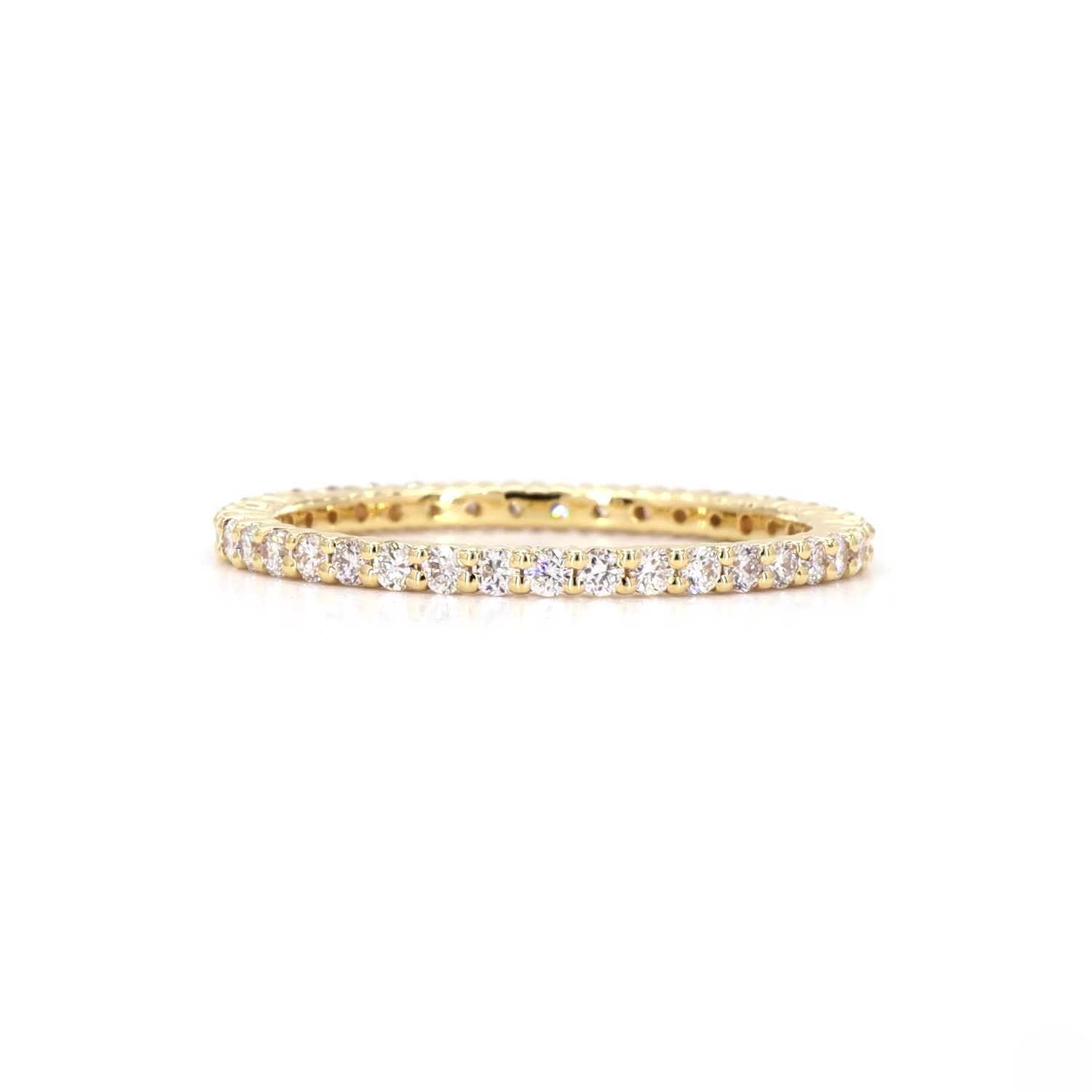 Round Lab Grown Diamond Pave Eternity Ring In 14K Yellow Gold