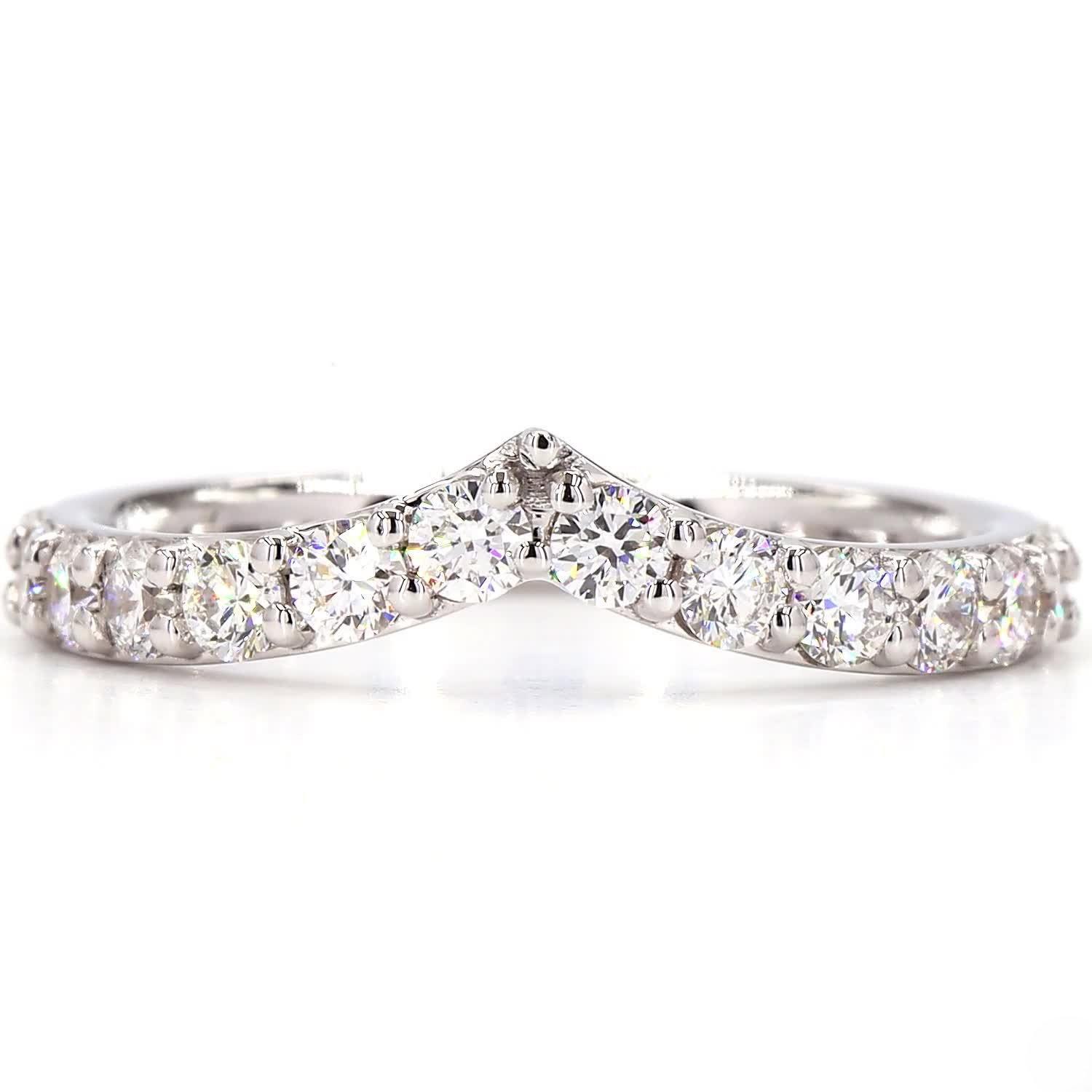 V Shaped Anniversary Ring In 14K White Gold