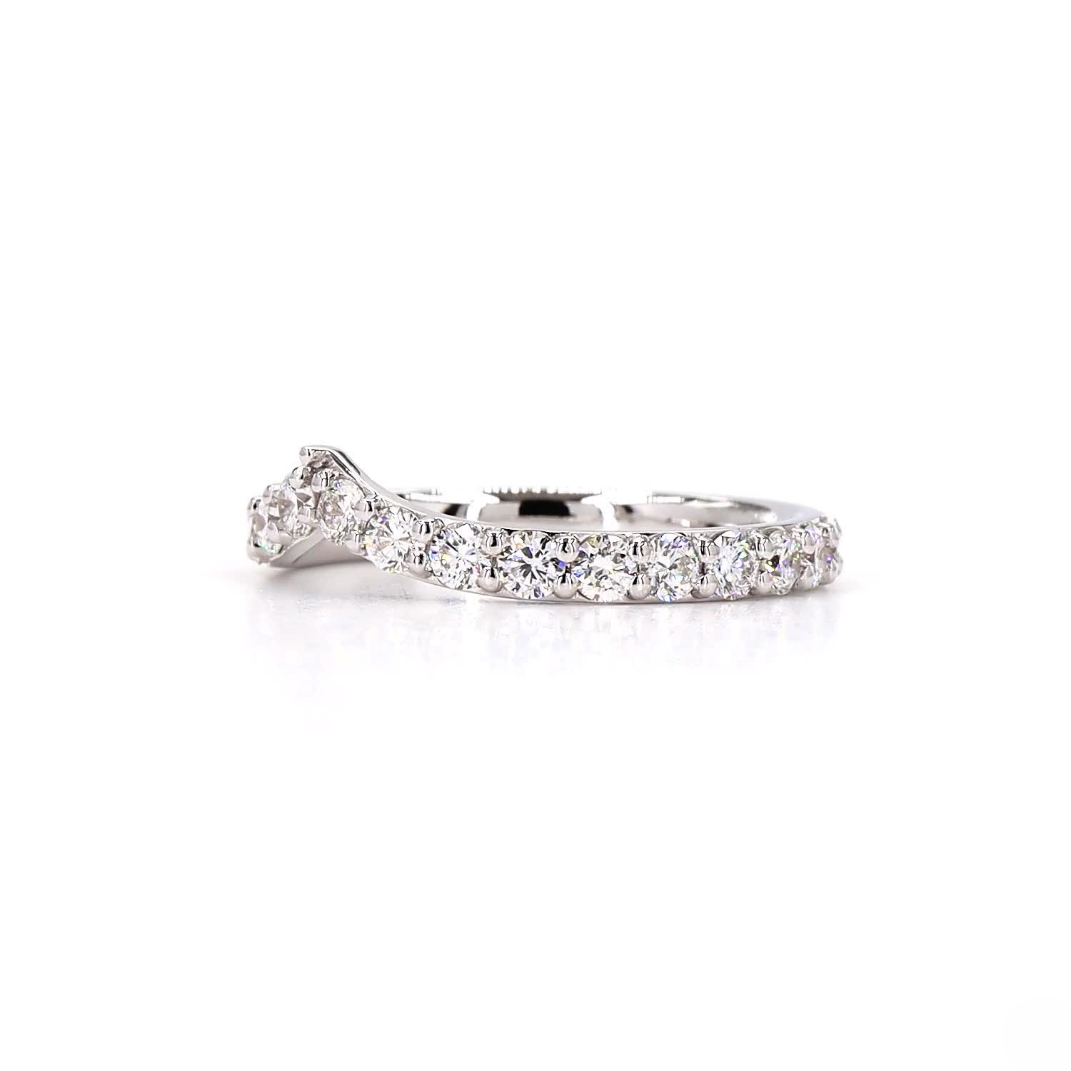 V Shaped Anniversary Ring In 14K White Gold