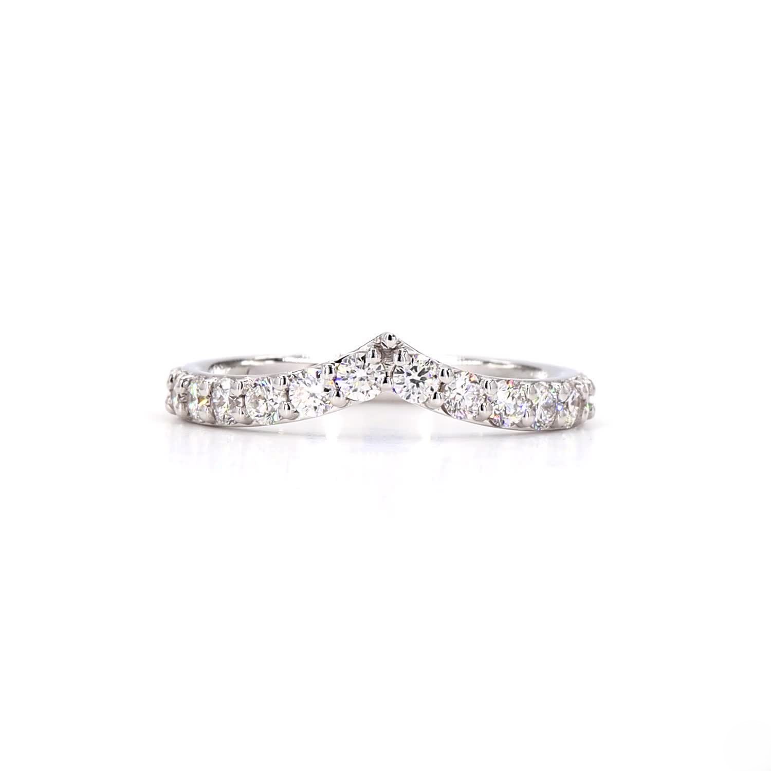 V Shaped Anniversary Ring In 14K White Gold