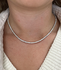 Round Lab Grown Diamond Classic 4 Prong Tennis Necklace