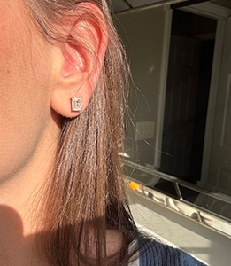 Emerald Cut Lab Grown Diamond Stud Earrings