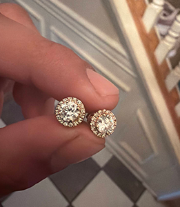 Round Lab Grown Diamond Classic Halo Stud Earrings